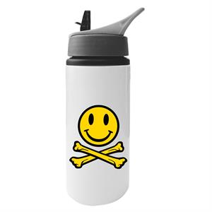 Fatboy Slim Smiley And Crossbones Aluminium Water Bottle With Straw