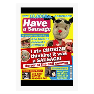 Sooty Sweep Have A Sausage Gossip Mag Parody A4 Print