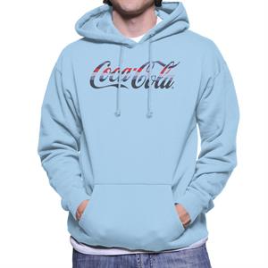 Coca Cola Horizon Stripe Logo Men's Hooded Sweatshirt