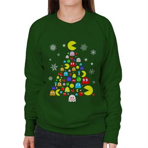 Pac-Man Christmas Tree Of Characters Women's Sweatshirt