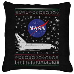 NASA Logo And Shuttle Christmas Knit Pattern Cushion