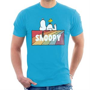 Peanuts Snoopy And Woodstock Rainbow Block Men's T-Shirt