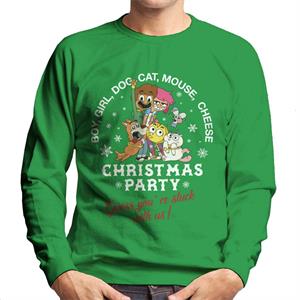 Boy Girl Dog Cat Mouse Cheese Christmas Party Men's Sweatshirt