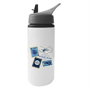 Pan Am Postage Stamps Montage Aluminium Water Bottle With Straw