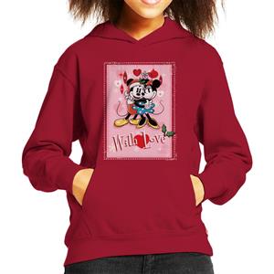 Disney Christmas Mickey And Minnie Mouse With Love Kid's Hooded Sweatshirt