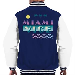 Miami Vice Logo With Sun And Palm Trees Men's Varsity Jacket