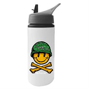 Fatboy Slim Born To Thrill Army Smiley And Crossbones Aluminium Water Bottle With Straw