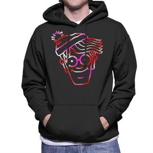 Where's Wally Red And Pink Character Head Outline Men's Hooded Sweatshirt