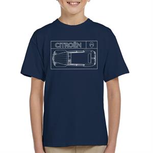 Citroen 2CV White Diagram Top View Kid's T-Shirt