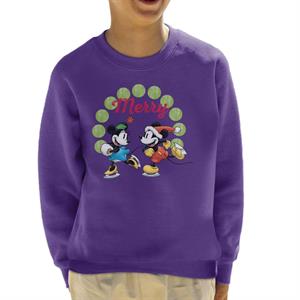 Disney Christmas Mickey And Minnie Mouse Ice Skating Kid's Sweatshirt