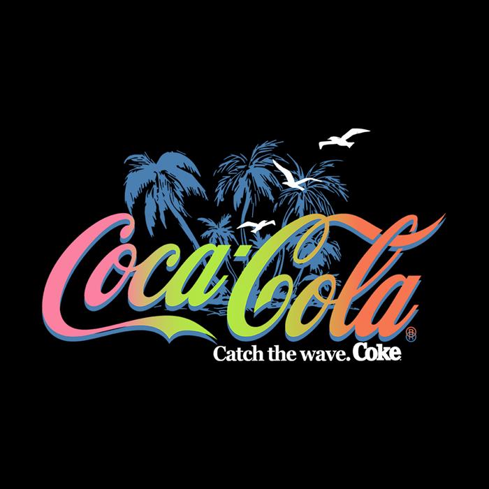 Coca Cola Palm Tree Logo Catch The Wave Men's T-Shirt - ShopOnTV