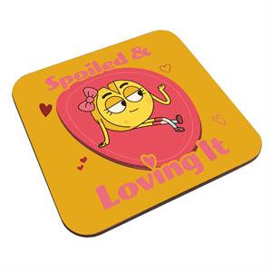 Boy Girl Dog Cat Mouse Cheese Love Heart Spoiled And Loving It Coaster