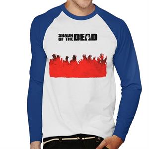 Shaun of the Dead Zombie Hands Silhouette Men's Baseball Long Sleeved T-Shirt