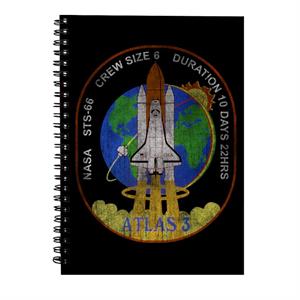 NASA STS 66 Atlantis Mission Badge Distressed Spiral Notebook