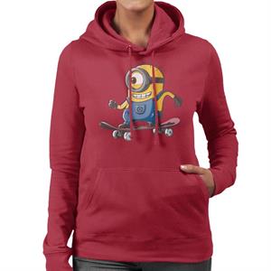 Despicable Me Carl The Minion Skateboarding Women's Hooded Sweatshirt