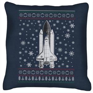 NASA Challenger Shuttle Christmas Knit Pattern Cushion