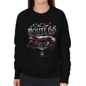 Route 66 US Flag & Motorcycle Women's Sweatshirt