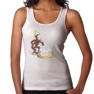 Curious George Eating Birthday Cake Women's Vest