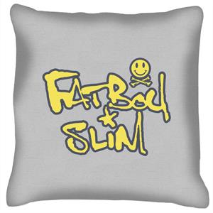 Fatboy Slim Smiley Crossbones Text Logo Cushion