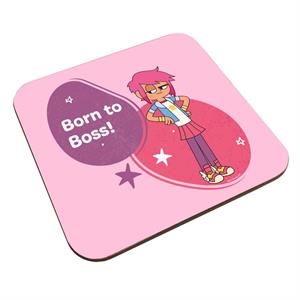 Boy Girl Dog Cat Mouse Cheese Girl Born To Boss Coaster