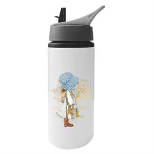 Holly Hobbie Hat And Flowers Aluminium Water Bottle With Straw