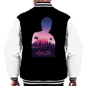 Miami Vice Sunset City Silhouette Men's Varsity Jacket