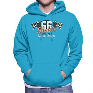 Route 66 Garage Services Racing Flag Men's Hooded Sweatshirt