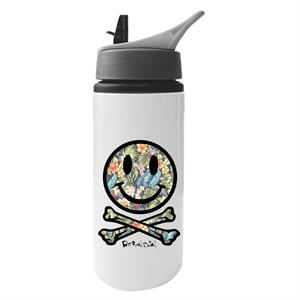 Fatboy Slim Tropical Floral Smiley And Crossbones Aluminium Water Bottle With Straw