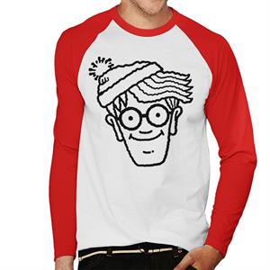 Where's Wally Black Outline Men's Baseball Long Sleeved T-Shirt