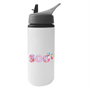 Sooty Soo Floral Text Aluminium Water Bottle With Straw