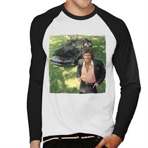 Knight Rider Michael Knight Smiling With KITT Men's Baseball Long Sleeved T-Shirt