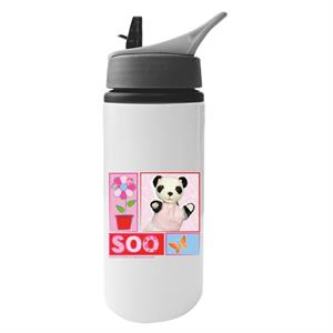 Sooty Soo Floral Text Butterfly Aluminium Water Bottle With Straw