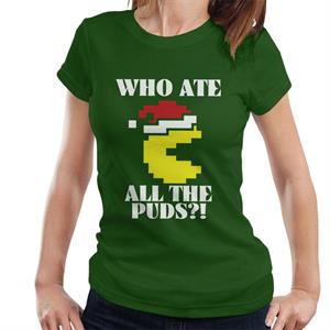 Pac-Man Christmas Who Ate All The Puds Women's T-Shirt