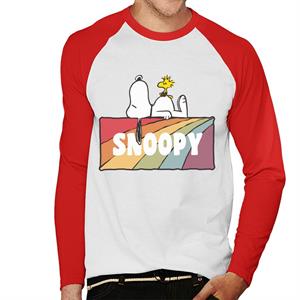 Peanuts Snoopy And Woodstock Rainbow Block Men's Baseball Long Sleeved T-Shirt