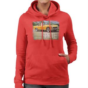 Austin Healey Sprite Mark IV Yellow British Motor Heritage Women's Hooded Sweatshirt