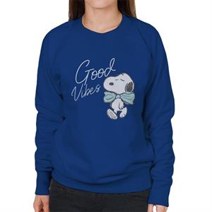 Peanuts Snoopy Blue Bow Tie Good Vibes Women's Sweatshirt