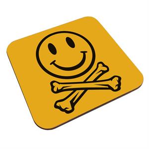 Fatboy Slim Clear Smiley Face And Crossbones Coaster