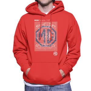 MG B Sports GT British Motor Heritage Men's Hooded Sweatshirt