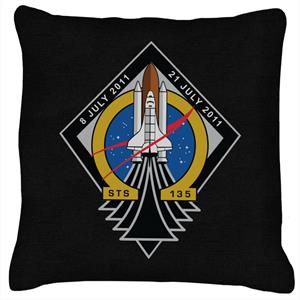 NASA STS 135 Space Shuttle Atlantis Mission Patch Cushion
