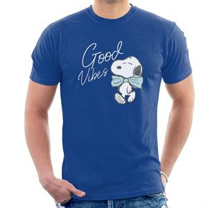 Peanuts Snoopy Blue Bow Tie Good Vibes Men's T-Shirt