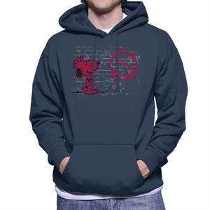 Peanuts Snoopy Red S Graffiti Men's Hooded Sweatshirt