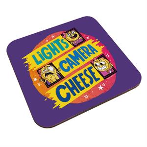 Boy Girl Dog Cat Mouse Cheese Lights Camera Cheese Coaster