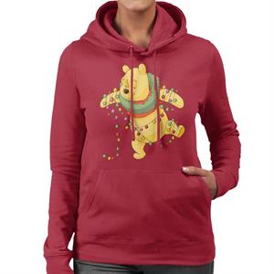 Disney Christmas Winnie The Pooh Tangled In Festive Lights Women's Hooded Sweatshirt