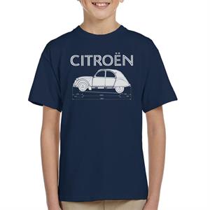 Citroen 2CV Dimensions White Diagram Kid's T-Shirt