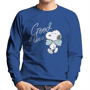 Peanuts Snoopy Blue Bow Tie Good Vibes Men's Sweatshirt