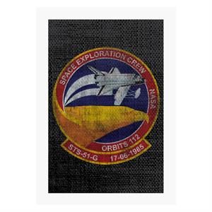 NASA STS 51 G Discovery Mission Badge Distressed A4 Print