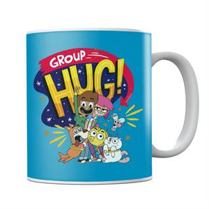 Boy Girl Dog Cat Mouse Cheese Group Hug Mug