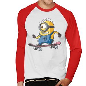 Despicable Me Carl The Minion Skateboarding Men's Baseball Long Sleeved T-Shirt