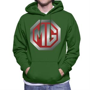 MG Shiny Red And Chrome Logo British Motor Heritage Men's Hooded Sweatshirt