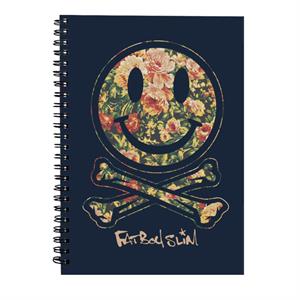 Fatboy Slim Floral Smiley And Crossbones Spiral Notebook